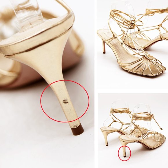 Porte & Paire Net-a-porter Gold Metallic Leather Sandals Lace Up Strappy 39 $280 - Picture 15 of 16